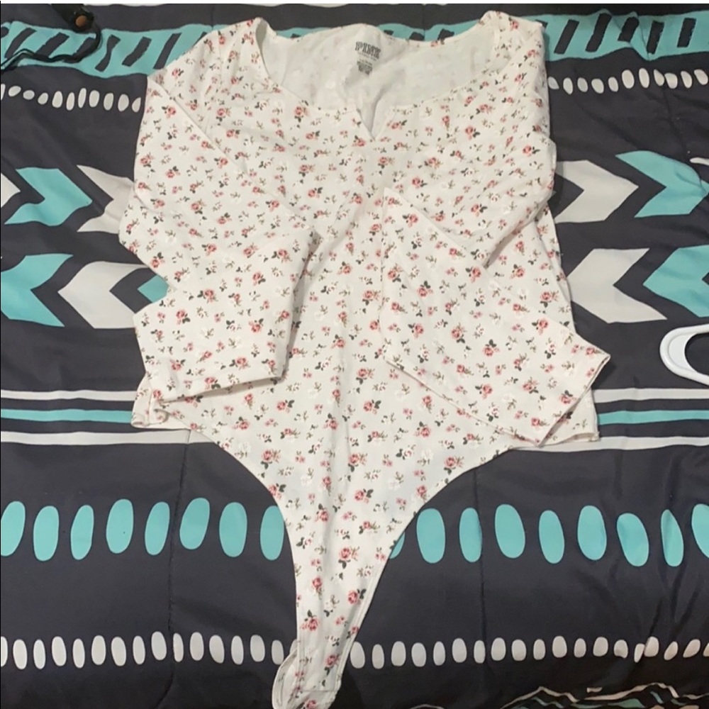 VS Pink thong long sleeve body suit